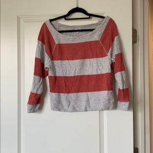 Salmon/pink striped wide-neck sweater